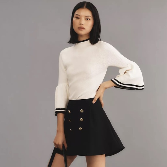 Anthropologie Sweaters - Anthropologie Maeve Modern Flute Jumper Sweater Black and White Size Large